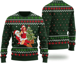 Party By The Tree Sexy Santa Couple Ugly Christmas Sweater - Skullridding
