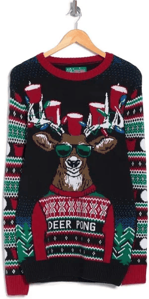 Deer Pong Interactive Ugly Christmas Sweater - Skullridding