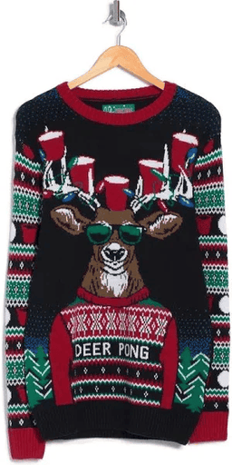 Deer Pong Interactive Ugly Christmas Sweater - Skullridding