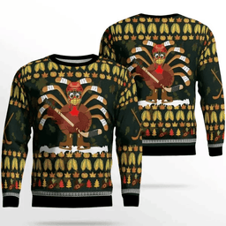 Thanksgiving Turkey Hockey Sweater Green - Skullridding
