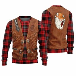 Santa Western Cowboy Ugly Christmas Sweater - Skullridding