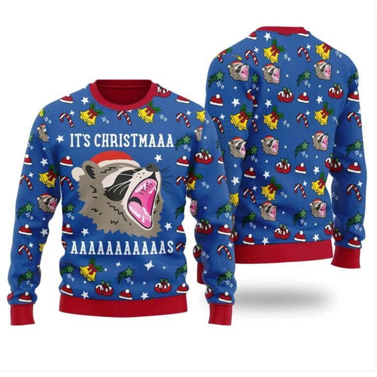 Raccoon It's Christmas Ugly Sweater - Skullridding