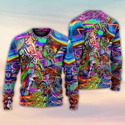Hippie Horse Run For You Ugly Christmas Sweaters - Skullridding