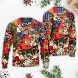 Christmas Santa Claus In Daily Life Ugly Christmas Sweaters - Skullridding