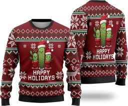 Cactus Happy Holidays Ugly Christmas Sweaters - Skullridding