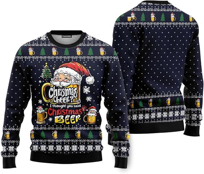 Christmas Cheer I Thought You Said Christmas Beer Ugly Christmas Sweater - Skullridding