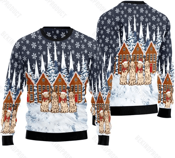 Christmas Golden Retriever Dog Ugly Christmas Sweater - Skullridding