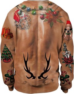 Elf Christmas Muscle Chest Sexy Boobs Ugly Christmas Sweater - Skullridding