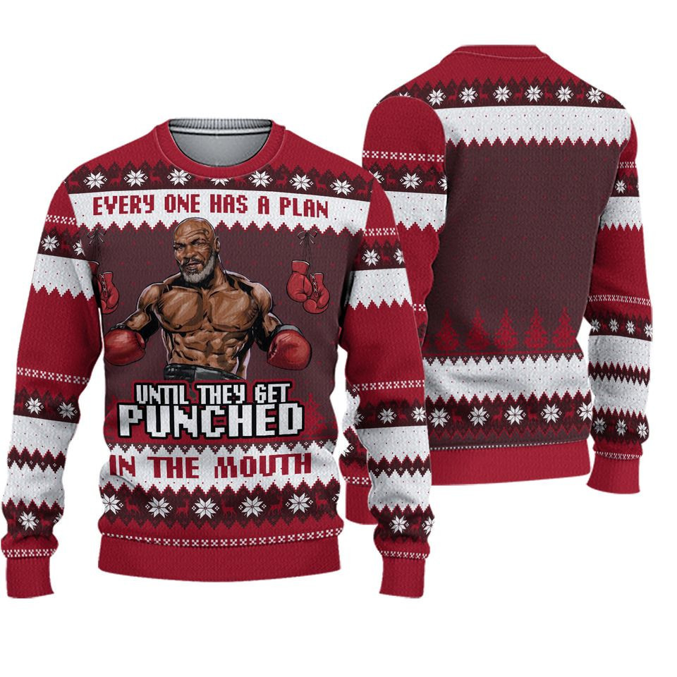 Mike Tyson Everyone Has A Plan Until They Get Punched In The Mouth Ugly Christmas Sweater - Skullridding