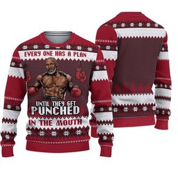 Mike Tyson Everyone Has A Plan Until They Get Punched In The Mouth Ugly Christmas Sweater - Skullridding