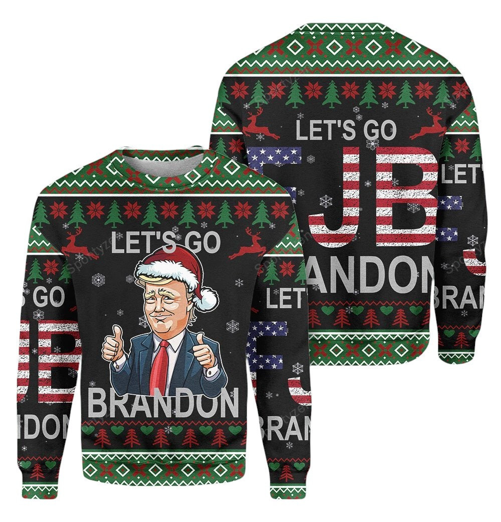 Donald Trump Let's Go Brandon Let�s Go FJB Branfon Ugly Christmas Sweater - Skullridding