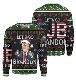 Donald Trump Let's Go Brandon Let�s Go FJB Branfon Ugly Christmas Sweater - Skullridding