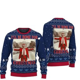 Donald Trump I'll Be Home for Christmas Ugly Christmas Sweater - Skullridding