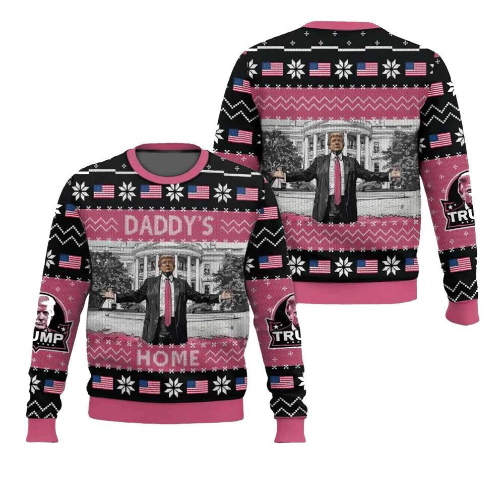 Donald Trump Daddy's Home Ugly Christmas Sweater - Skullridding