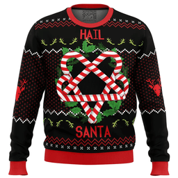 Candy Cane Hail Santa Ugly Christmas Sweater - Skullridding