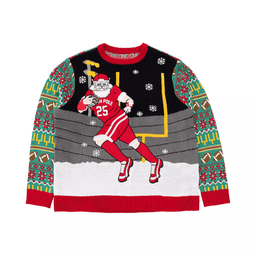 Celebrate Football Santa Ugly Christmas Sweater - Skullridding