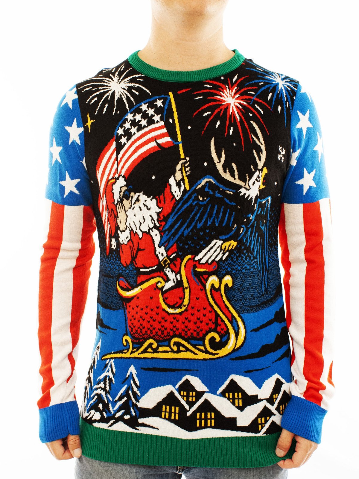 Patriotic Santa Ugly Christmas Sweater - Skullridding