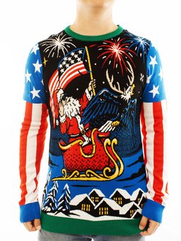 Patriotic Santa Ugly Christmas Sweater - Skullridding