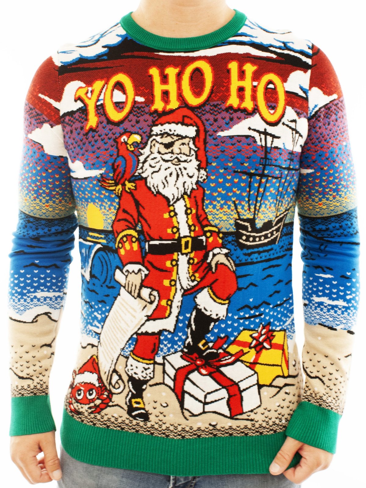 Yo Ho Ho Pirates Santa Ugly Christmas Sweater - Skullridding