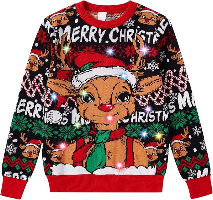 Kid Reindeer Merry Christmas Ugly Christmas Sweater - Skullridding