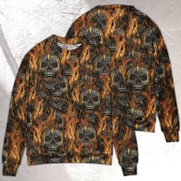 Skull Bullet Head Shot Fire Ugly Christmas Sweater - Skullridding