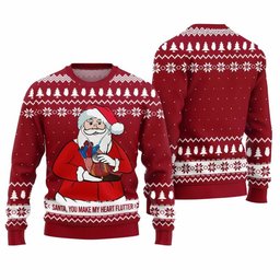 You Make My Heart Flutter Ugly Christmas Sweater Red - Skullridding