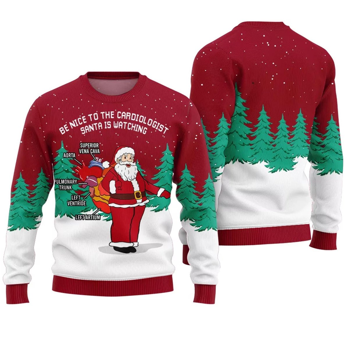Be Nice To The Caroiol Ogist Santa Is Watching Ugly Xmas Sweater - Skullridding