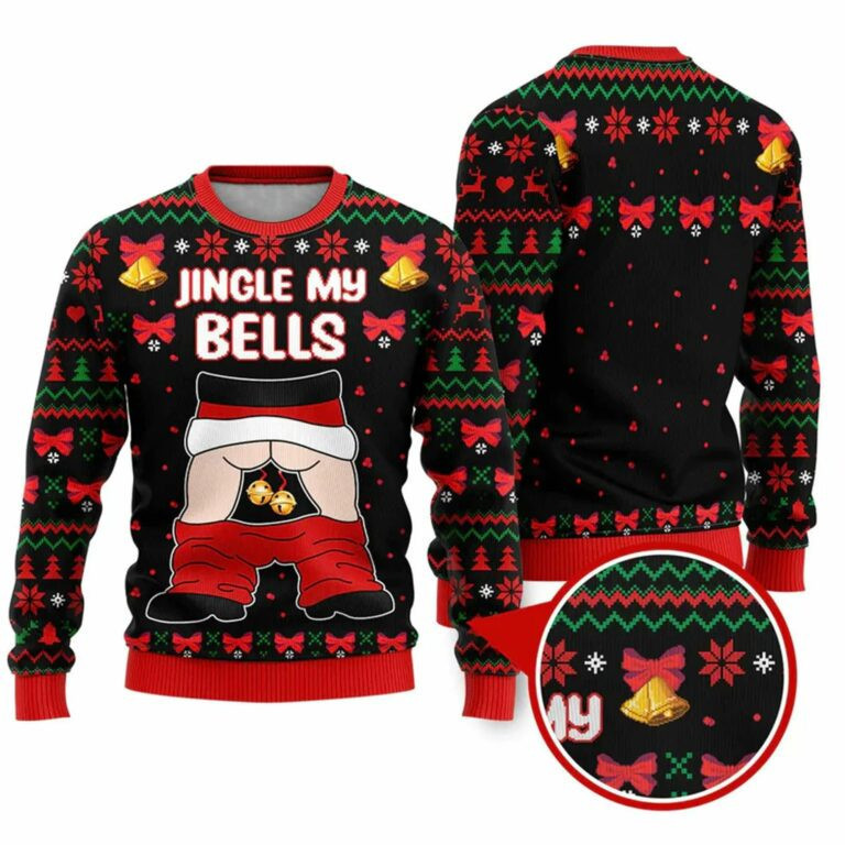 Jingle My Balls Funny Santa Funny Ugly Christmas Sweater - Skullridding