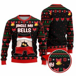 Jingle My Balls Funny Santa Funny Ugly Christmas Sweater - Skullridding
