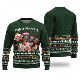 Funny Merry Farmmas Ugly Christmas Sweater Green