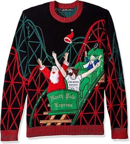 Santa and Jesus Roller Coaster Ugly Christmas Sweater
