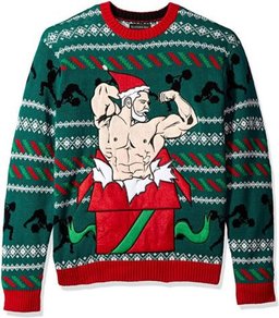 Santa Fitness In Box Gift Ugly Christmas Sweater