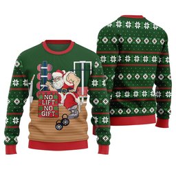No Lift No Gift Gym Santa Ugly Christmas Sweater Green