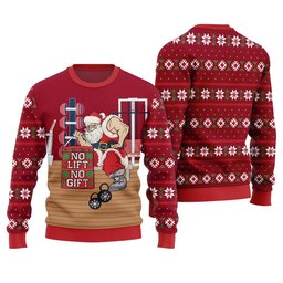 No Lift No Gift Gym Santa Ugly Christmas Sweater Red