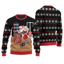 No Lift No Gift Gym Santa Ugly Christmas Sweater Black