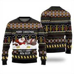 Merry Beermas and a Happy New Beer Ugly Christmas Sweater Black
