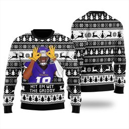 Justin Jefferson Hit Them With The Griddy Ugly Christmas Sweater Black