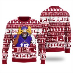 Justin Jefferson Hit Them With The Griddy Ugly Christmas Sweater Red