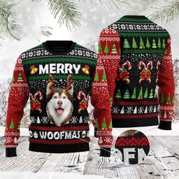 Dogs Merry Woofmas Husky Christmas Sweater