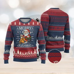 Santa Smoking Merry Kushmas Ugly Christmas Sweater