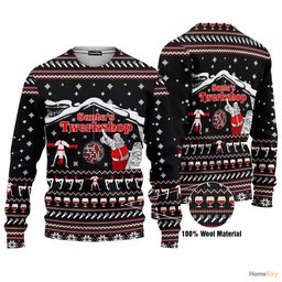 Fun Holiday Santa's Twerkshop Ugly Christmas Sweater