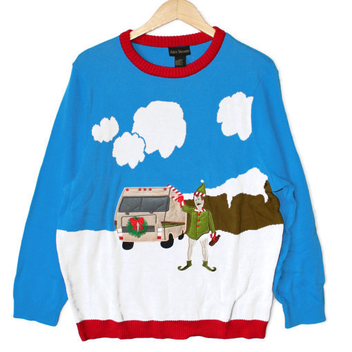 Alex Stevens Man with RV Camper Ugly Christmas Sweater