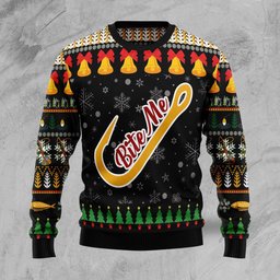 Funny Fishing Bite me Ugly Christmas Sweater