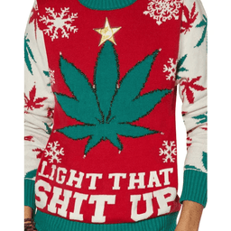Weed Leaf Light That Shit Up Ugly Christmas Sweater