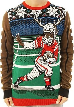 Football Reindeer Ugly Christmas Sweater