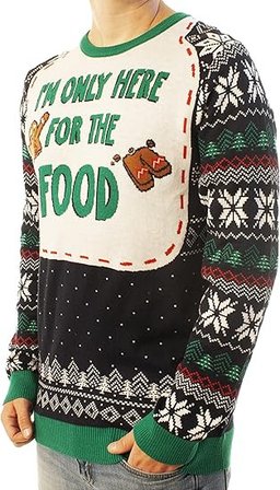 Gingerbread I'm Only Here for the Food Ugly Christmas Sweater