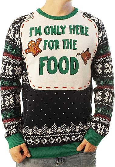 Gingerbread I'm Only Here for the Food Ugly Christmas Sweater