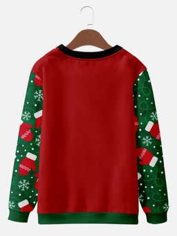 Ugly Christmas Sweater with Abs Wreath and Mittens Sweatshirt