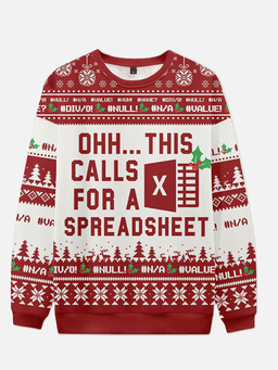 Ugly Christmas Sweater Spreadsheet Excel Spreadsheet Sweatshirt