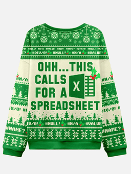 Ugly Christmas Sweater Spreadsheet Excel Spreadsheet Sweatshirt